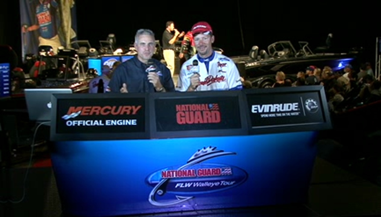 Lynn Jurrens is interviewed by Chip Leer on day 1 of the FLW Walleye ...