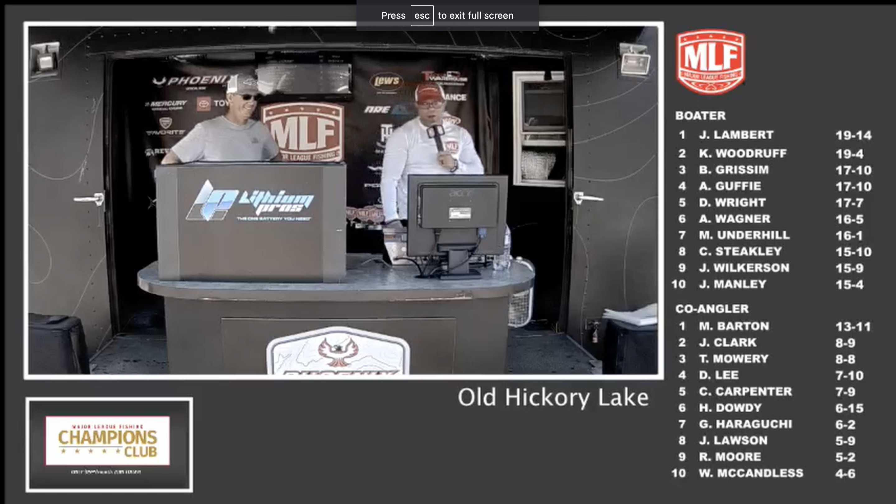 2022 Phoenix Bass Fishing League - Old Hickory Lake Day 2 Weigh-in  (10/2/2022) - Major League Fishing