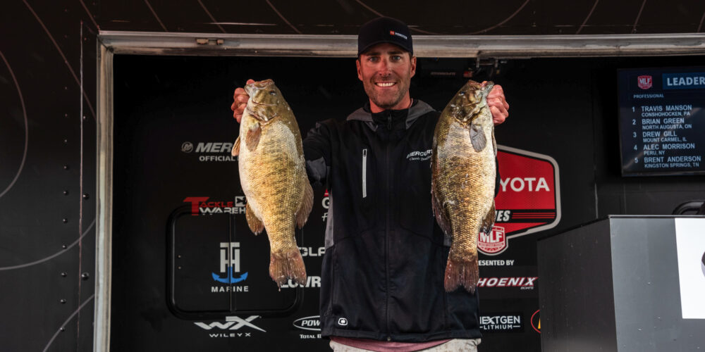 Image for Manson ahead on the St. Lawrence with 25-2, several pros over 21 pounds on Day 1
