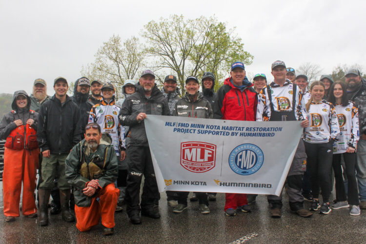 Image for Local volunteers join MLF pros and Fisheries Management Division to deploy artificial fish habitat into Center Hill Reservoir