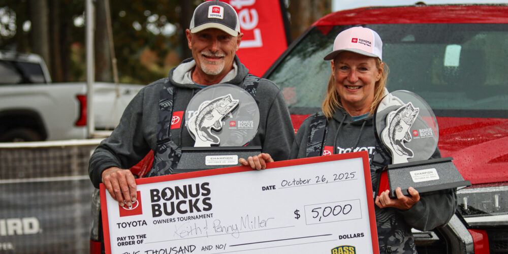 Image for Keith and Penny Miller win 2025 Toyota Bonus Bucks Owners Tournament on Lake Guntersville