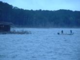 EverStart anglers make some early casts in the chop near a pier on Sam Rayburn Reservoir.