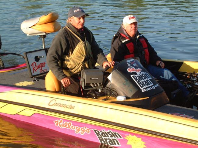 Kellogg's team member Steve Daniel (left) and his co-angler partner Lewis Southard check in with tournament officials before takeoff.