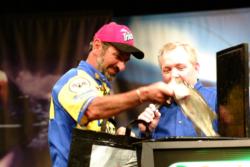 Paul Elias of Pachuta, Miss., caught this one bass weighing 2 pounds, 1 ounce to qualify for the final round of the 2003 FLW Championship and the chance to fish for a half-million dollars. In Friday's semifinals, he defeated Wesley Strader, who only caught 13 ounces.