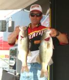 Pro Rodger Beaver of Leesburg, Ga., shows off part of his 21-pound, 6-ounce limit for third.
