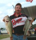 Co-angler Jeff Carman of Liberty, Ky., is in third with 24 pounds, 14 ounces.