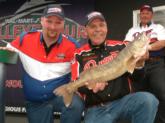 Richard Lacourse and Daniel Maix show off their largest walleye from day four.