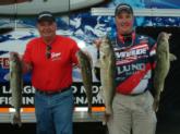 Mark Courts and Steven Maksymyk caught five walleyes that weighed 27 pounds, 2 ounces, good enough for fifth place after the first day of competition on Devils Lake.