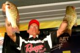 Pro Charlie Hartley of Grove City, Ohio, was in fourth place on day three of the EverStart Northern opener with five bass weighing 18 pounds, 10 ounces.