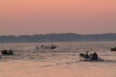 A competitor aims his boat south to look for Lake Michigan bass on day three.