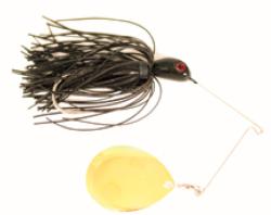 Black lures work best at night, including spinnerbaits with a gold Colorado blade.