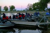 The top 10 pros and top 10 co-anglers make their final preparations before the start of day three on the Mississippi River.