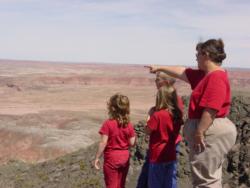 One of the benefits of homeschooling while making the fishing-tour rounds is the field trips. Here, Jimmye Sue Jones takes her children to the desert.