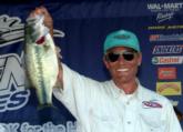 Pro Brian Trusso of Covina, Calif., caught this 4-pound, 4-ounce kicker largemouth that won a share of the day's Snickers Big Bass award, worth $375. The fish anchored a three-bass stringer that gave him fourth place with a weight of 11-1.