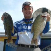 Jay Yelas with a pair of bass from his five-bass limit that put him in third.