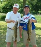 Tom Keenan and Jack Ellenbecker show off their day-one catch from Devils Lake.