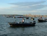 FLW Walleye Tour competitors prepare for the day-two takeoff on Devils Lake.