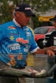 No. 4 pro Jim Tutt brings his 17-pound, 10-ounce limit to the scales.