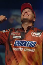 Brent Ehrler reacts to winning the 2006 Wal-Mart FLW Tour Championship.