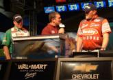 Pro Richard Nascak and co-angler Jerome Chwierut eagerly await the results of their day-three catch.