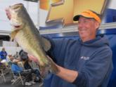 Co-angler Brad Wiegmann caught the Snickers Big Bass on day two of the FLW Series event. This Lake Okeechobee monster weighed 9 pounds, 3 ounces.
