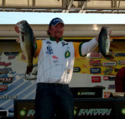BP pro J T Kenney had an awesome day three on Lake Okeechobee, catching five bass that weighed 20 pounds, 10 ounces.