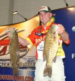 Aaron McManaway leads the co-anglers with four bass that weighed 13 pounds, 8 ounces.