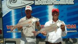 John Jernigan and Chris Joseph remain in third place after catching two redfish Friday that weighed 11-15.