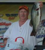 No. 3 co-angler Frank Pempek holds up a 6-pound bass.
