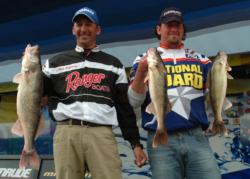 Rock McGillivary and Joseph Fallaw caught three walleyes Saturday that weighed 17 pounds, 4 ounces. 
