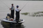 National Guard pro Ramie Colson of Cadiz, Ken., fishes shallow flooded grass on Dardanelle.