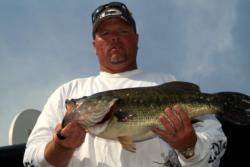 Rodney Brinser of Brentwood, Calif., won the Snickers Big Bass award in the Pro Division thanks to this impressive 10-pound, 14-ounce bass.