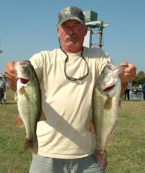 Co-angler Danny Carter of Hernando, Miss., is in third place with 11-9.