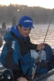 Yelas pulls out a swimbait before day four competition at Beaver Lake.