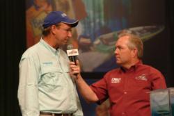 Co-angler leader David Hudson chats with Charlie Evans about prefishing with local hotshot Mark Davis.