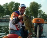 Clark Wendlandt holds up a Lake Champlain smallie he caught on day two.
