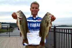 Eighth-place pro David Butenewicz Jr. of Monroeville, N.J., caught the heviest sack Friday, four bass weighing 11-2.