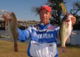 Terry Bolton of Paducah, Ky., reeled in five bass for 12 pounds, 5 ounces today to hold onto to his second place position with a two-day total of 28 pounds, 12 ounces.