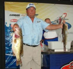 David Hogge is in third place with a five-bass limit weighing 17 pounds, 4 ounces.