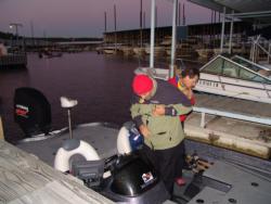 Tim Reneau and co-angler Bill Guzman bundle up for a chilly ride.
