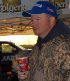 Mark Rose contemplates his day-one fishing plan while enjoying a hot cup of coffee courtesy of Folgers.