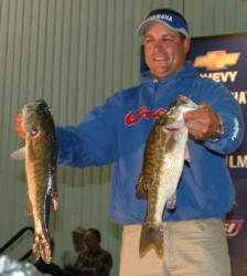 Pro Greg Bohannan used spotted bass to work his way to the top of the leaderboard after day one.