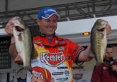 Kellogg's pro Dave Lefebre of Union City, Penn., holds down the fourth place position with five bass weighing 18 pounds, 8 ounces.