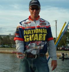 National Guard pro Brent Ehrler shows off the two baits that helped him win $50,000 in the Ranger Cup program.