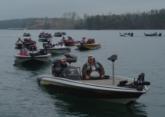 Anglers make their way to the day-two boat check.