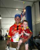 Colson Kindy, age 2 1/2, showed his dad and pro angler Jeremiah Kindy the kind of tackle he would use for bass fishing.