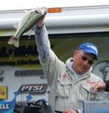 No. 2 co-angler Mitch Greenwood shows off a bass on day four. He caught 45 pounds, 1 ounce over four days.