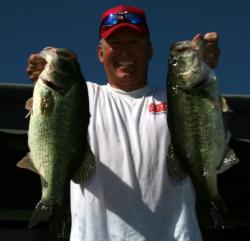 In fourth place, Tim Venkus mostly stuck with his chatterbait, but he also caught a 5-pounder on a dropshot.