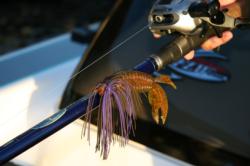 A purple and brown jig will see plenty of action at the hands of fifth-place pro Hunter Schlander. 