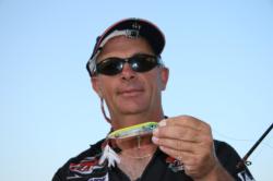 Top boater Kim Carver will give his topwater plug a good workout today.